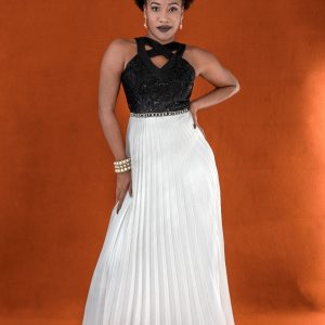 Vestido dos tonos blanco y negro