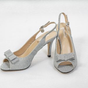 Zapatos de novia plateados estilo princesa